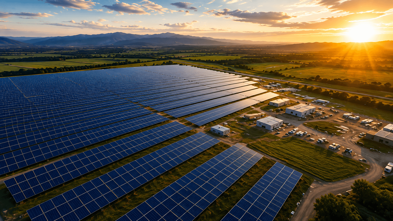 Aerial view of the YFN 32 MW utility-scale solar facility